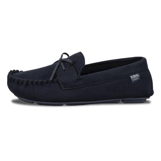 Isotoner® Mens Herringbone Lined Moccasin Navy Extra Image 3